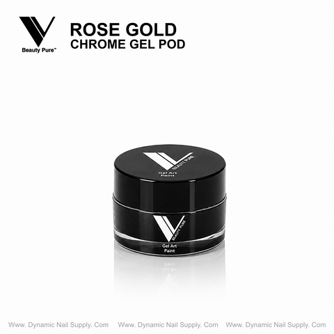 Rose Gold - V Beauty Pure Chrome Gel Pod: striking metallic nail art from Dynamic Nail Supply Official Distributor.
