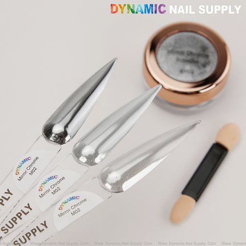 M02 Mirror Nail Chrome Powder - Silver High Pigmented Reflective Shiny Fine Powder