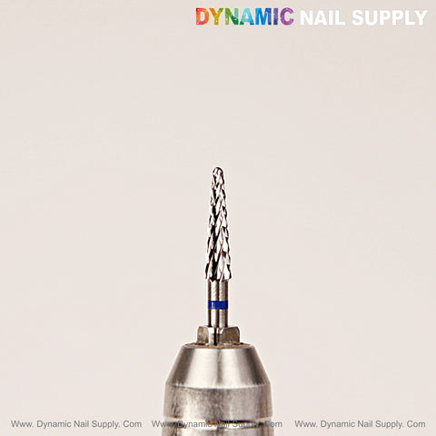 Medium Grit Pointy Bit - Carbide Nail Drill Bit stands upright on a plain beige background for professional use.