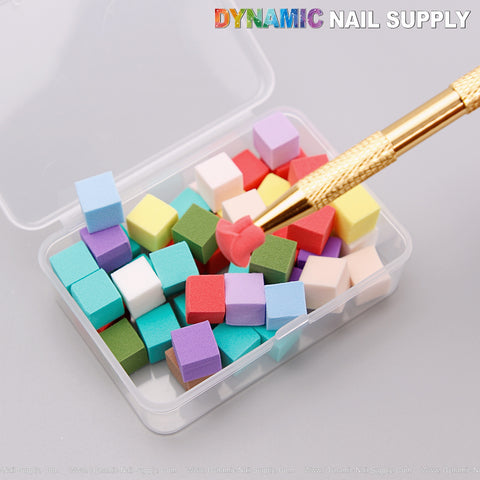 Mini Disposable Nail Sponges for Ombre and Gel Polish Blending with Picker Tool & Storage Box