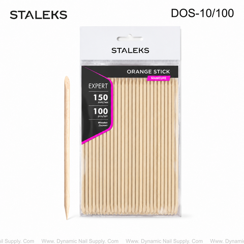 DOS-10/100 Staleks Orange stick EXPERT wooden 150 mm - LONG (100 pcs)