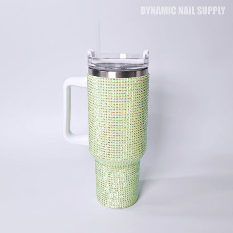 (Pastel Green Rhinestone) Stainless Steel Tumbler (40oz)