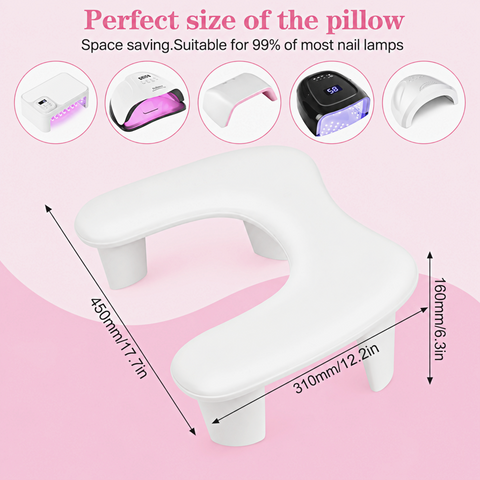 [Strawberry Pink] U-shape Leather Armrest with Cushion Pillow for Pedicure Manicure (Reposabrazos Para Manicura)