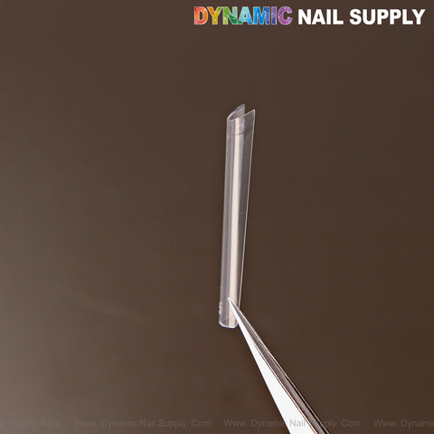 An XXL Ultra Thin Square Nail Tip is held by tweezers, with “DYNAMIC NAIL SUPPLY” in colorful text at the top right.
