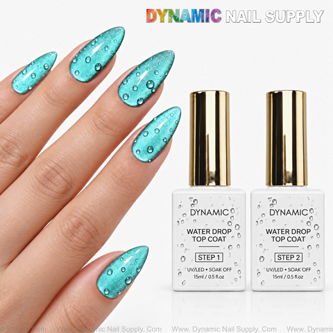 2-step Water Drop Top Coat Set (Set of 2) - 3D Water Rain Droplet Effects for Nail Art