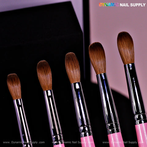 Dynamic 100% Pure Kolinsky Hair Brush (Pink handle - Crimped or Not) for Nails Acrylic Application