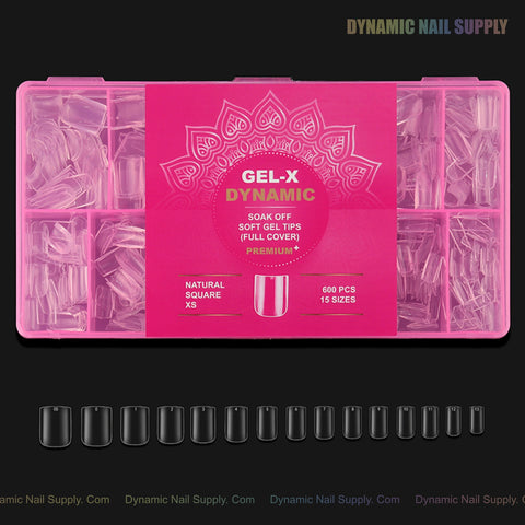 Natural Square XS Full Cover Soft-Gel Nail Tips (Pink Box)