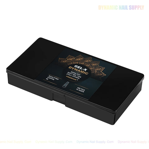 Black box with Sculpted Coffin (XL) Full Cover Soft-Gel Nail Tips, 450 PCS in 15 sizes.