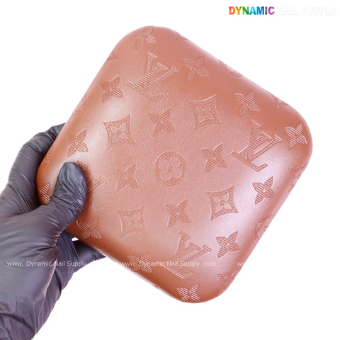 (Chocolate LV Engraved - Stripes Line logo) Elbow Pillow Pad for Nail Tech : Soft Pu Leather, Supportive, Built for Long Hours Usage