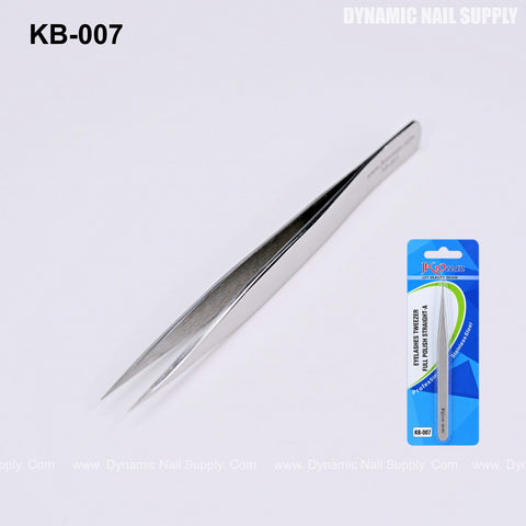 Sliver Pointed Tip Eyelash Tweezer—stainless steel, perfect for lash isolation and individual lashes, in KB-007 blue.