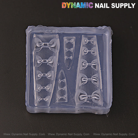 MIxed Size Classic Bows 3D Nail Art Silicone Mold for embossed charms, perfect for DIY nail design and customization.