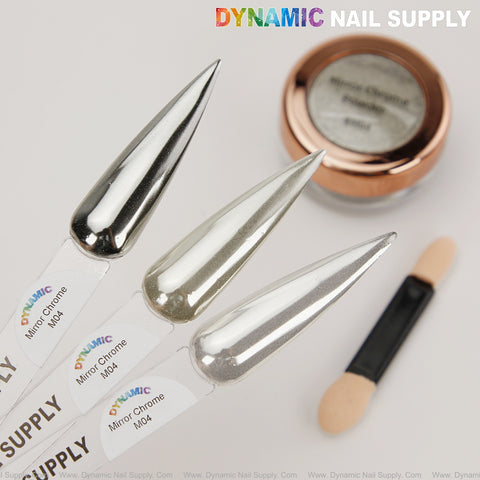 M04 Mirror Nail Chrome Powder - Light Silvery Gold High Pigmented Reflective Shiny Fine Powder