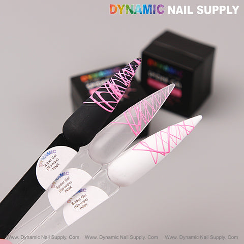 Three tips show metallic nail art with No-wipe Ready for Chrome Spider Gel on black, clear, and white; boxes behind.