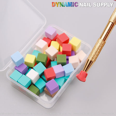 Mini Disposable Nail Sponges for Ombre and Gel Polish Blending with Picker Tool & Storage Box