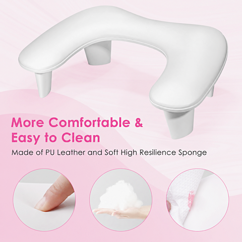 [Strawberry Pink] U-shape Leather Armrest with Cushion Pillow for Pedicure Manicure (Reposabrazos Para Manicura)