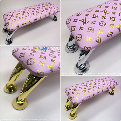 (Big Logo Pink LV Pattern) Leather Armrest Cushion Pillow for Pedicure Manicure (Reposabrazos Para Manicura)