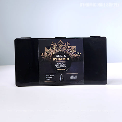 Sculpted Stiletto (Long) Full Cover Soft-Gel Nail Tips (Black Box)