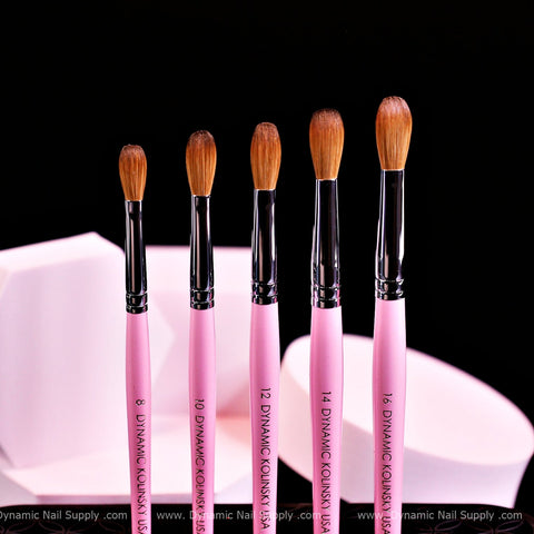 Dynamic 100% Pure Kolinsky Hair Brush (Pink handle - Crimped or Not) for Nails Acrylic Application