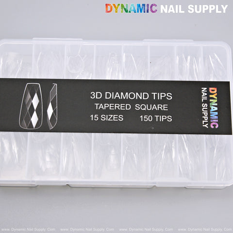 Tapered Square 3D Diamond Tips - 150pcs 15 sizes