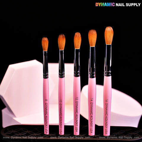 Dynamic 100% Pure Kolinsky Hair Brush (Pink handle - Crimped or Not) for Nails Acrylic Application