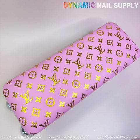 (Pink&Gold LV Pattern) Leather Armrest Cushion Pillow for Pedicure Manicure (Reposabrazos Para Manicura)