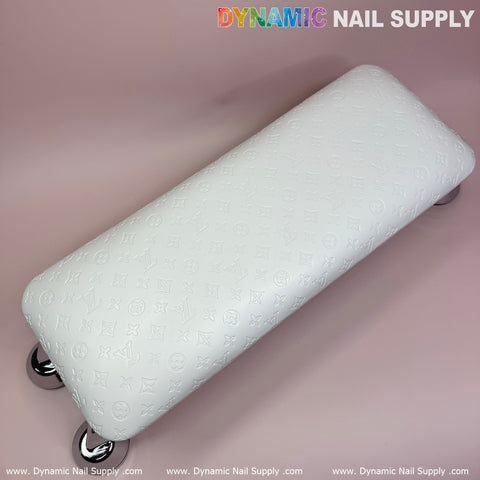 (White LV embossed) Nails Armrest with Leather Pillow Cushion for Manicure Pedicure (Reposabrazos Para Manicura)