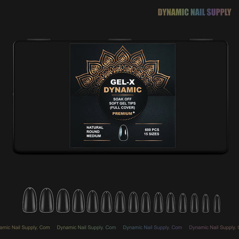 Natural Round (Medium) Full Cover Soft-Gel Nail Tips (Black Box)