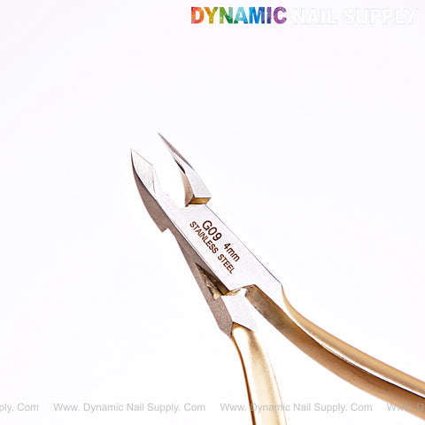 NT1223 - G09 4mm Pro Stainless Steel Cuticle Nippers—an essential tool, engraved with G09 4mm STAINLESS STEEL.