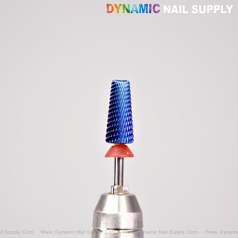 5-in-1 Fine Cross Cut Drill Bit (Blue) for sealing cuticles and smoothing, by DYNAMIC NAIL SUPPLY.