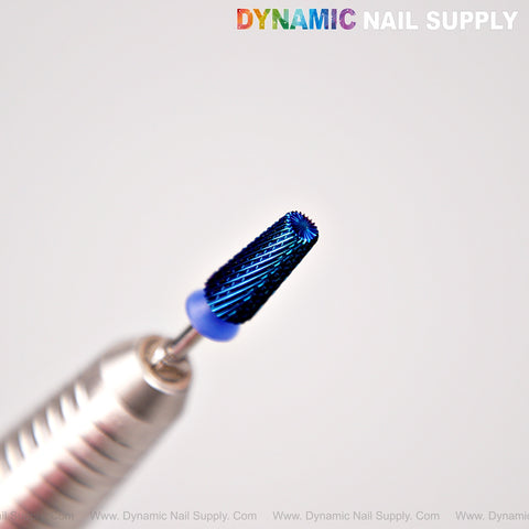 Close-up of a 5-in-1 Medium Cross Cut Drill Bit (Blue), “DYNAMIC NAIL SUPPLY” above on the metallic handle.