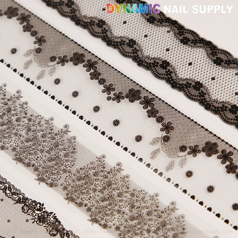 Black Mixed Design Nail Foil 5—four strips with mixed nail art on white, DYNAMIC NAIL SUPPLY at top right.