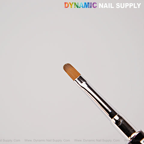 Silver Black Builder Gel Hard Gel Dual Head Round Brush with oval and 15mm liner shown on white; DYNAMIC NAIL SUPPLY above.
