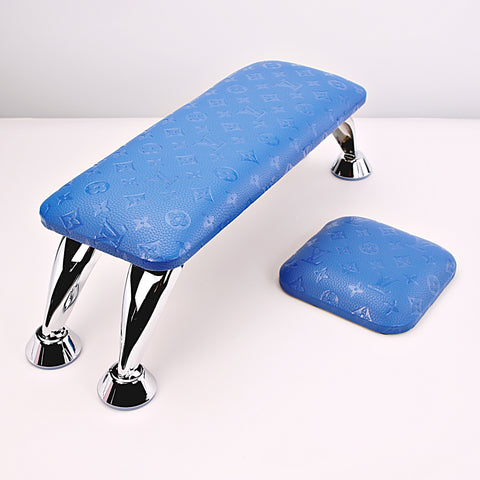 Blue LV Engraved Leather Handrest Armrest for Pedicure and Manicure service (Reposabrazos Para Manicura salon)