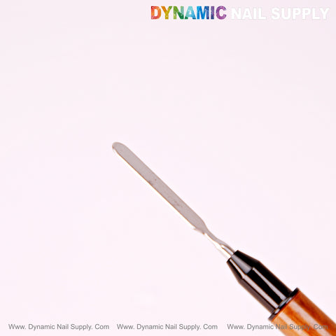 [Wood and Black] Dual Head Gel Brush for Gel Nails: wood handle, oval brush, spatula, branded on white background.