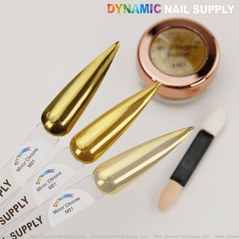 M01 Mirror Nail Chrome Powder - Gold High Pigmented Reflective Shiny Fine Powder