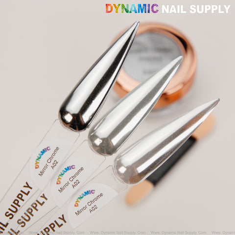 Mirror Nail Chrome Powder A02 - Silver High Pigmented Reflective Shiny Fine Powder