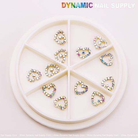 12 pcs AB Rhinestone Small Tiny Heart Charm for Nails Design