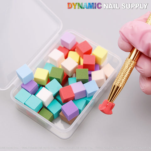 Mini Disposable Nail Sponges for Ombre and Gel Polish Blending with Picker Tool & Storage Box