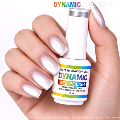Crystal Moonlight Cat Eye Gel Polish - HEMA-Free Magnetic Silver Shimmery Super Shiny Effects