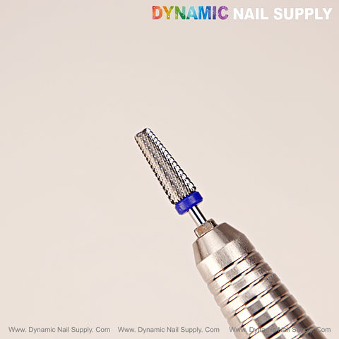 Close-up of 5-in-1 Safety Medium Thin Drill Bit (Silver) by DYNAMIC NAIL SUPPLY, for safe cuticle sealing.