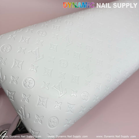 (White LV embossed) Nails Armrest with Leather Pillow Cushion for Manicure Pedicure (Reposabrazos Para Manicura)