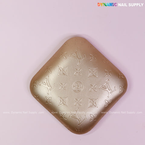 Metallic Gold LV Engrave Elbow Rest Pillow: Soft PU leather, supportive, built for long hours; perfect for nail techs.