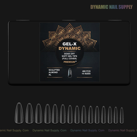 Sculpted Almond (XL) Full Cover Soft-Gel Nail Tips (Black Box)