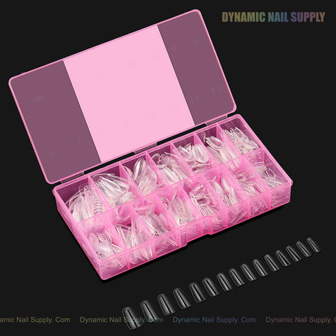 Sculpted Coffin (Medium) Full Cover Soft-Gel Nail Tips (Pink Box)