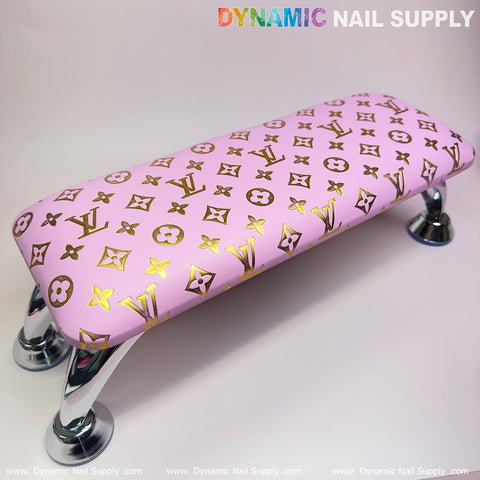 (Pink&Gold LV Pattern) Leather Armrest Cushion Pillow for Pedicure Manicure (Reposabrazos Para Manicura)