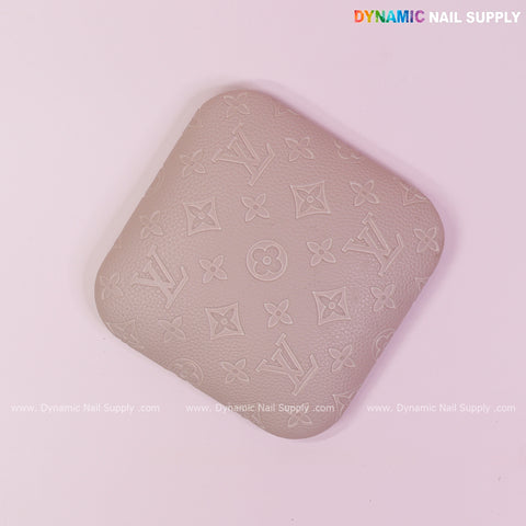 (Beige LV Engrave) Leather Elbow-rest Pad Arm Rest Support for Manicure Nail Desk