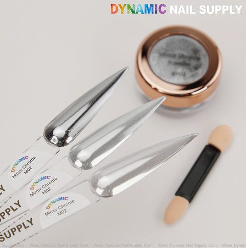 M02 Mirror Nail Chrome Powder - Silver High Pigmented Reflective Shiny Fine Powder