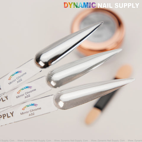 Mirror Nail Chrome Powder A02 - Silver High Pigmented Reflective Shiny Fine Powder