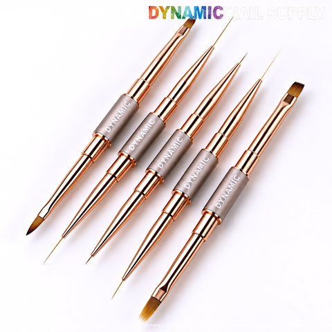 DYNAMIC Nail Art Dual Head Multi-use Metallic Color Brush - Liner, Builder, Ombre, 3D, Detail Brush