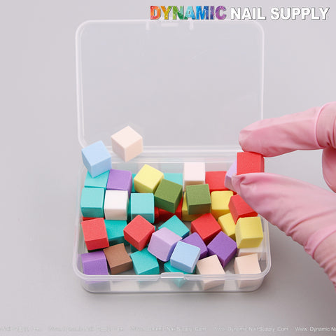 Mini Disposable Nail Sponges for Ombre and Gel Polish Blending with Picker Tool & Storage Box